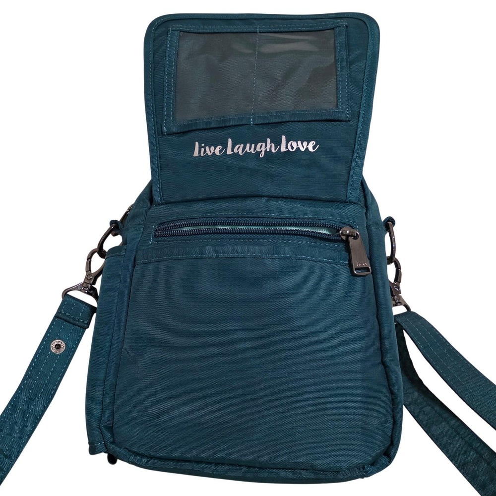 Lug Flapper Crossbody Bag Small Teal Blue Quilted Basketweave Travel RFID - Picture 6 of 12